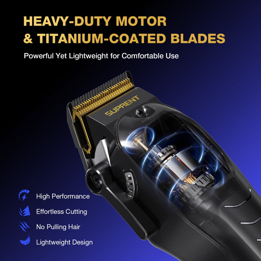 Hair Clippers & Beard Trimmer Set for Men - SUPRENT Professional Cordless Grooming Kit with T-Blade Trimmer, 6000RPM Quiet Motor, LED Display, 6 Guide Combs, Type-C Charging, Home & Barber Use