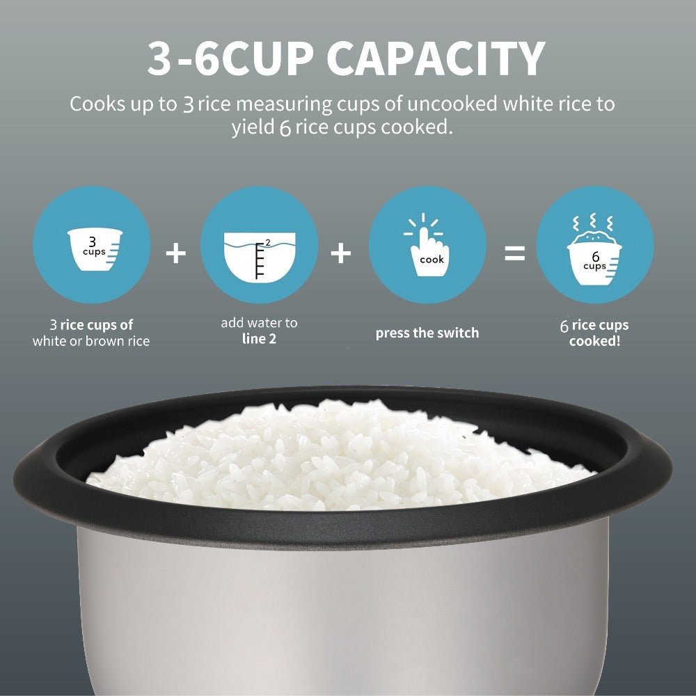 Rice Cooker & Yogurt Maker 3-Cup Nonstick ¨C 1.5Qt Multicooker with Auto Keep Warm, One-Touch Operation, Stainless Steel Inner Liner & Steamer for Grain, Oatmeal & More