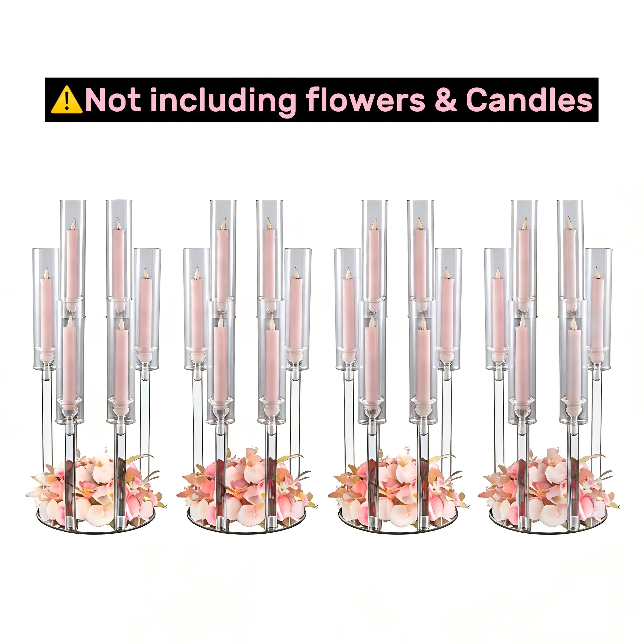 Acrylic Candelabra 6-Arm Candlestick Holder 26.8 Inch Clear Crystal Candle Holders Bulk for Wedding Table Centerpieces, Party Home Decoration, Valentine's Day Anniversary Christmas