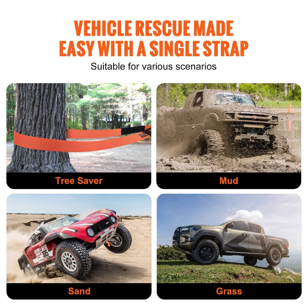 Tow Strap Recovery Kit 3 Inch x 30 ft 36000 lbs Breaking Strength Triple Reinforced Loop Protective Sleeves D-Ring Shackles Storage Bag for Truck Jeep SUV ATV Off Road