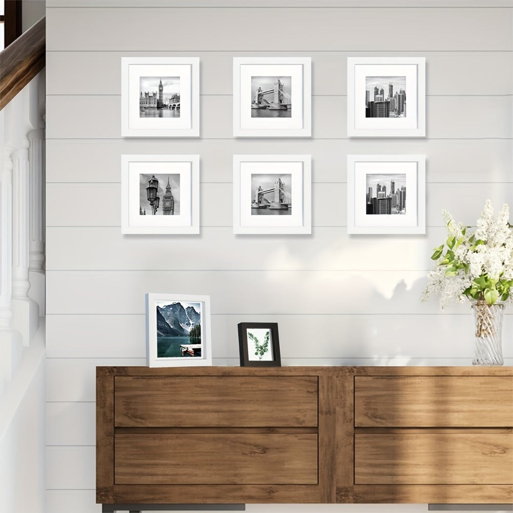 Square Photo Frames Set of 3, Black White 8x8 12x12 Inch Wall Hanging Picture Frames for Living Room Hallway Gallery Wall, Holiday Gift for Friends Family Home Decor