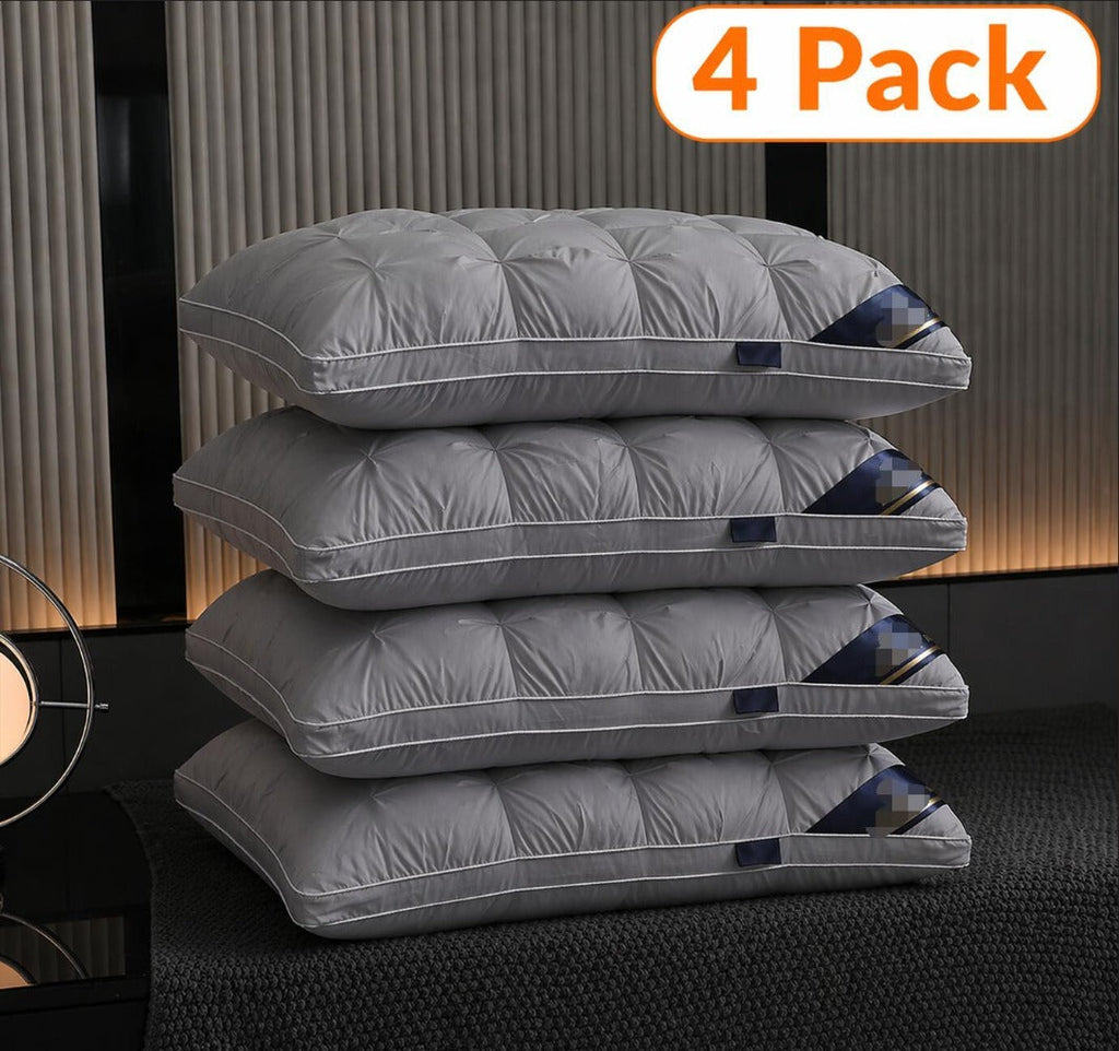 Hotel Quality Pillow Soft Polyester Fiber Bed Pillow with Zipper Closure for Deep Sleep Neck Support, Machine Washable All Season Pillow for Home Bedroom, White Grey 1 2 4 Pack