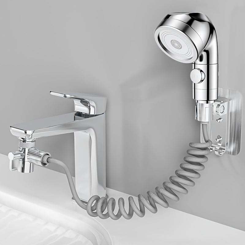 Faucet Extender Pull-Out Retractable Showerhead for Washbasin - Hot & Cold Compatible Hair Washing Sink Sprayer, Basin Extension Attachment for Bathroom Sink, 1-Speed & 3-Speed Options