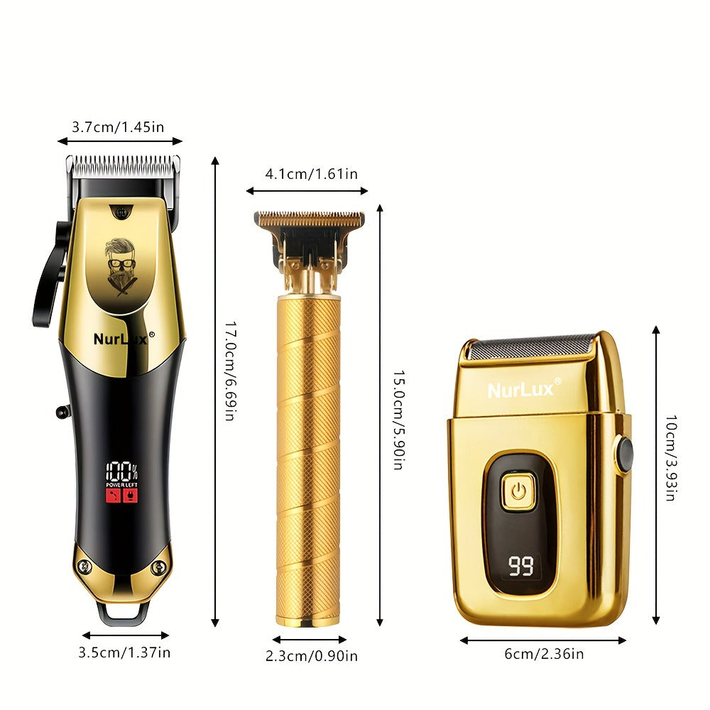 Men's Professional Hair Clipper and Trimmer Set Wireless USB Rechargeable Hair Cutting Kit for Hair and Beard Precise Grooming Gift for Dad Boyfriend Father's Day