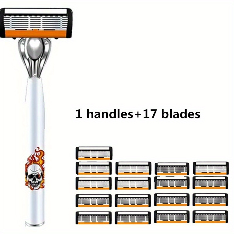 Men's Safety Razor with Replacement Blades - Anti-Slip Stainless Steel Handle Shaver for Beard & Sideburns, Classic Style Wet Shaving Razor, Multiple Blade Bundle Options