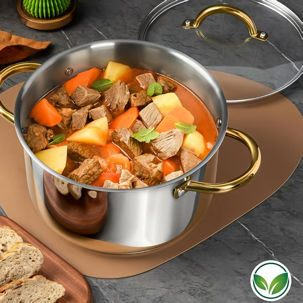Stainless Steel Non-Stick Cookware Set 1 11 & 13 Piece ¨C Non-Toxic Dishwasher & Oven Safe Kitchen Cooking Set | Frying Boiling Stir-Fry Pots and Pans | Golden Silver Pink Orange Home & Catering