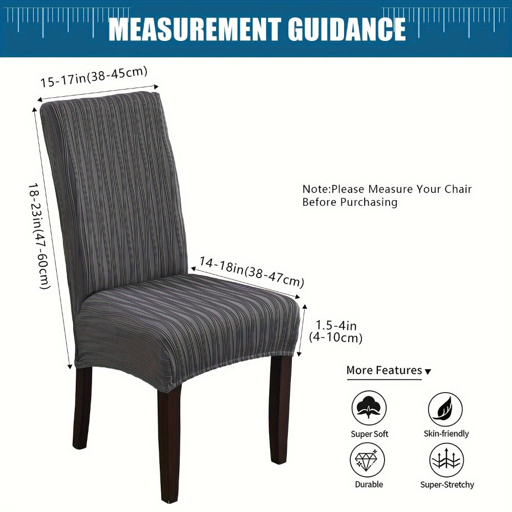 Dining Chair Covers Stretch Slipcovers Set of 4 or 6, Stain Resistant Removable Washable Chair Protector for Home Kitchen Restaurant Wedding, Spandex Jacquard Fabric, 7 Colors Available