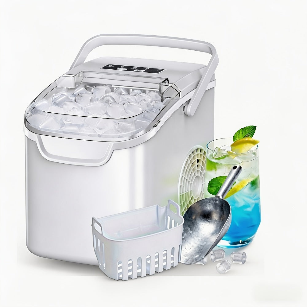 Portable Ice Maker Machine 26 Lbs/Day - Countertop Ice Maker Makes 8 Ice Cubes in 6 Minutes, 2 Ice Sizes, Self-Cleaning with Basket & Scoop for Home Kitchen Party Camping Bar RV, 4 Colors Available
