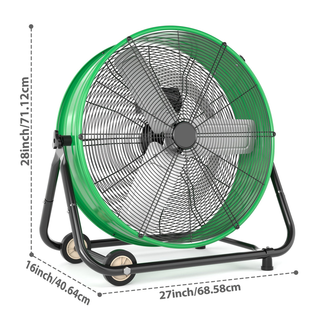 Industrial Drum Fan 24 & 30 Inch | High Velocity Floor Fan 9460-14000 CFM, 3-Speed Air Circulator with 180¡ã Tilt for Warehouse, Garage, Workshop, Job Site & Large Space Cooling ¨C Multiple Colors