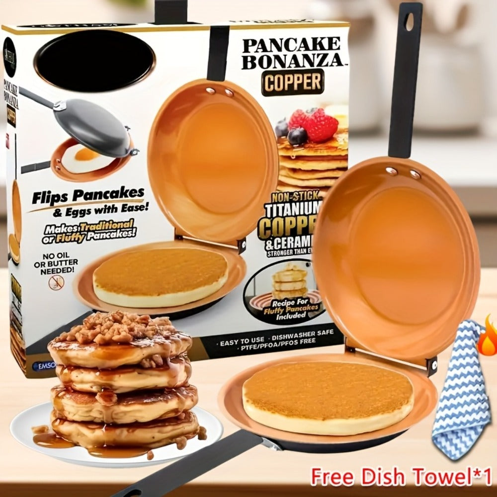 Double-Sided Non-Stick Omelette Pan ¨C Reversible Flip Skillet for Fluffy Pancakes, Omelets & Italian Omelettes | Dishwasher Safe, Indoor & Outdoor Cooking, Camping Kitchen Essentials