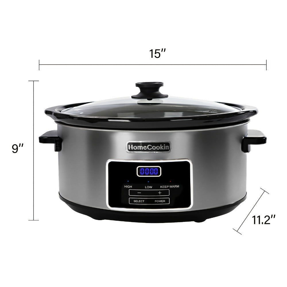 Digital Slow Cooker 6 & 7 Quart Programmable with Non-stick Ceramic Bowl, Countdown Timer & Keep Warm ¨C Oval Glass Lid Crock Pot for Family Meals Soups Stews Holiday Cooking