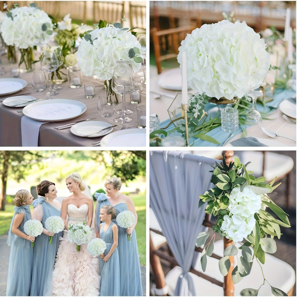 Artificial Hydrangea Flowers with Stems 72Pcs Fake Silk Hydrangea Flower Heads Bulk for Wedding Centerpieces Home Party Table Vase Decor Blue Purple Pink Champagne