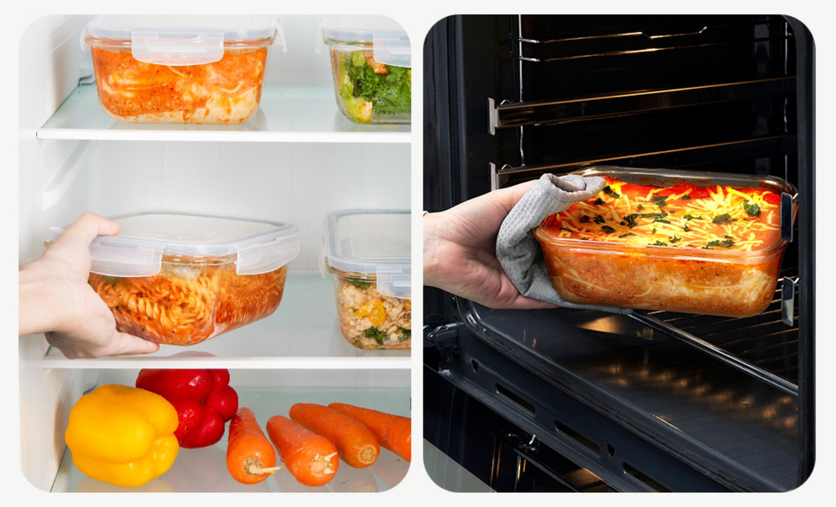 Large Glass Food Storage Containers with Lids 2 Pack ¨C 63oz Borosilicate Glass Meal Prep Containers, Airtight Snap Lids, Oven Microwave Freezer Dishwasher Safe, Leak-Proof Baking Dish Set