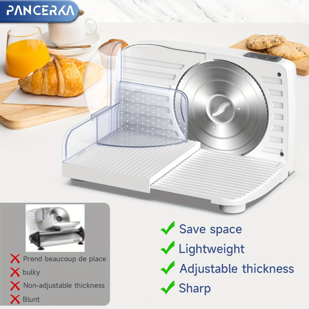 Electric Meat Slicer 0-15mm Adjustable Thickness ¨C Home & Commercial Deli Food Cutter for Meat, Vegetables, Fruits, Bread & Lamb, Stainless Steel Blade, Easy to Clean Kitchen Slicing Machine