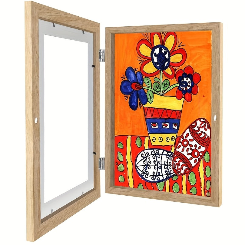 Kids Artwork Frames Front Opening Changeable 8.5x11 Inch Children Art Display Picture Frame for Drawing Crafts Photos Holds 130 Pieces Wood Black White