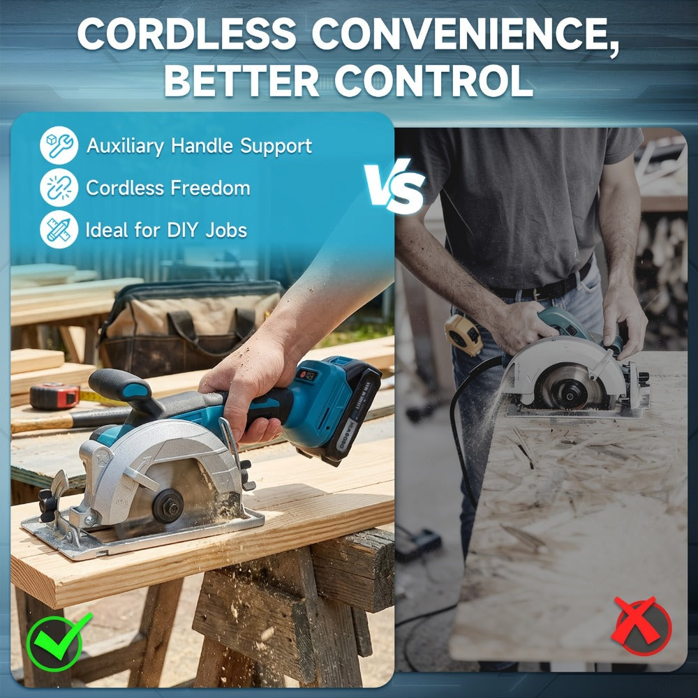 Brushless Circular Saw Kit 21V Cordless, Battery & Charger Included, Adjustable 45¡ã Bevel Cutting, Saw Blades Included, Variable Speed, Compact & Lightweight for Woodworking & Home Projects