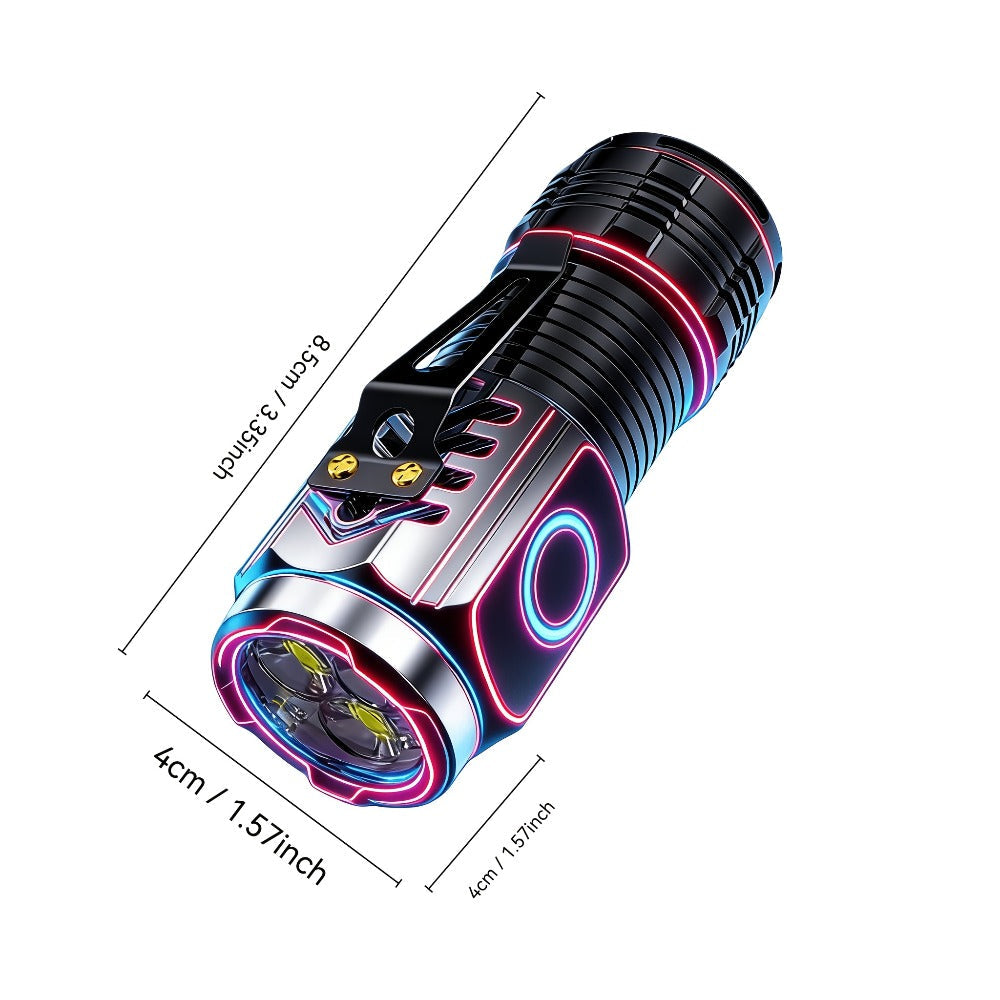 Handheld Flashlight 2 Pack Rechargeable LED | Ultra-Bright Multi-Mode Working Lamp Long Distance | ABS Portable Torch for Camping Hiking Emergency Home Outdoor Use