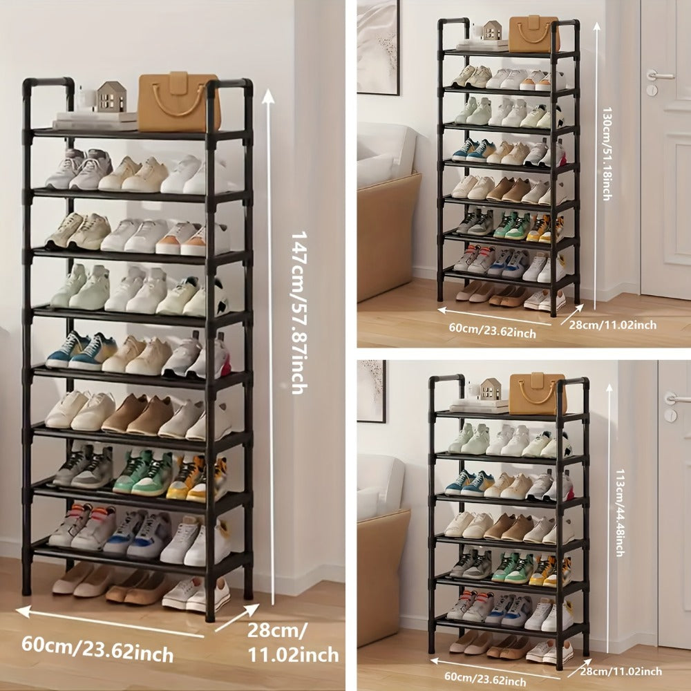 Shoe Rack Multi-Layer Space Saving - 3 to 8 Tier Shoe Storage Stand Organizer for Entryway Bedroom Closet Corridor, Stackable Shoe Shelf for Doorway, Black 23.62 Inch Wide