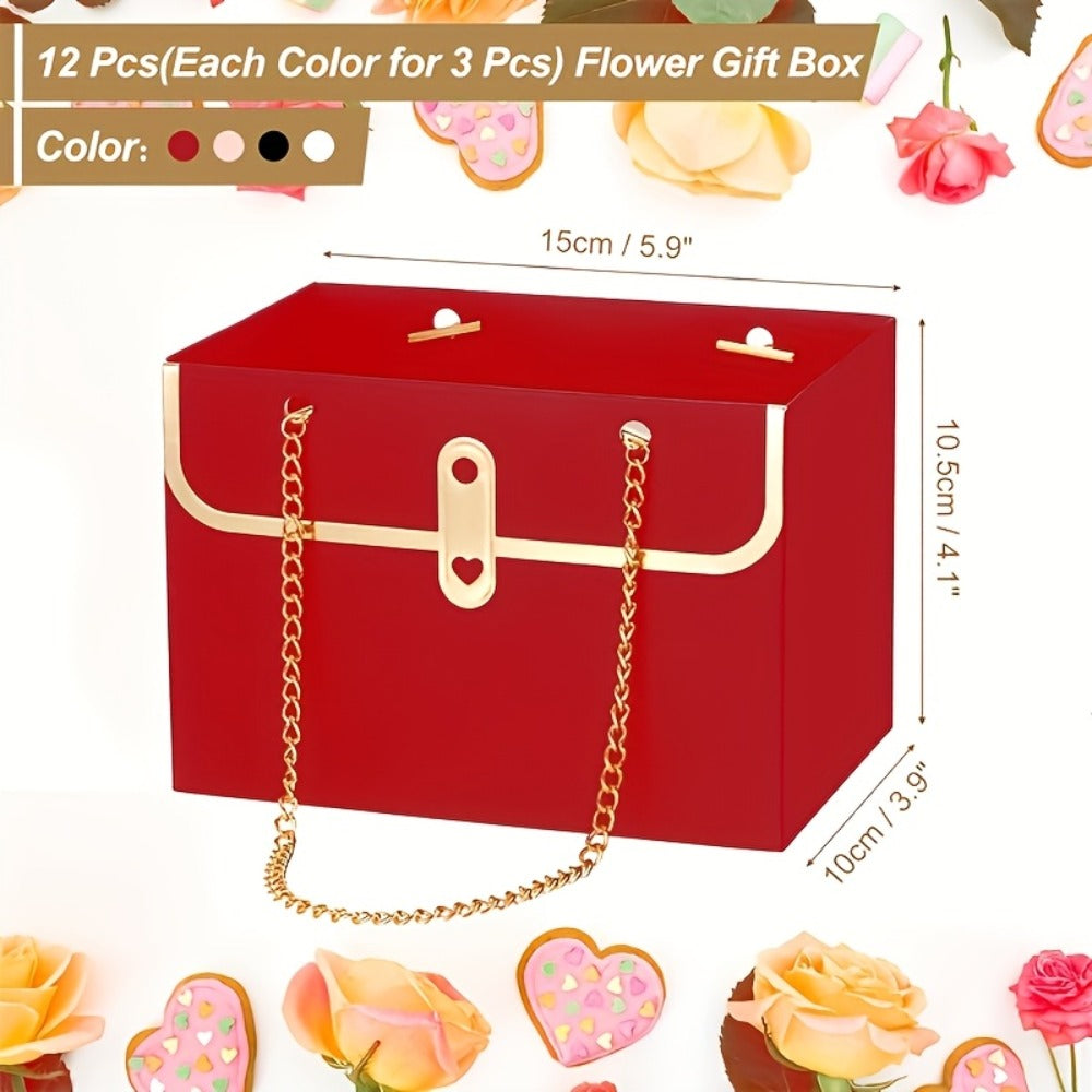 Paper Flower Bouquet Gift Bags with Metal Chain Handle Bulk ¨C 12/24/36/48 Pcs Tote Bags for Wedding Party Birthday Florist Graduation Holiday Colorful Gift Wrapping