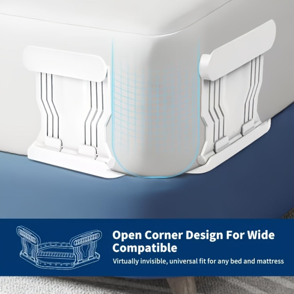 Bed Sheet Holder Straps ¨C Heavy-Duty Mattress Sheet Grippers, No More Loose Bedding, Universal Fit for All Mattress Depths & Sheet Styles, Easy One-Time Installation, White & Gray