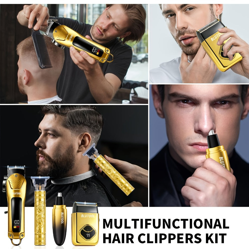 USB Precision Hair Clipper Set for Men ¨C Wireless Electric Clippers & Nose Trimmer Shaver, 2/4pcs Professional Cordless Grooming Kit for Personal Use, Hairdressing & Barber Gift