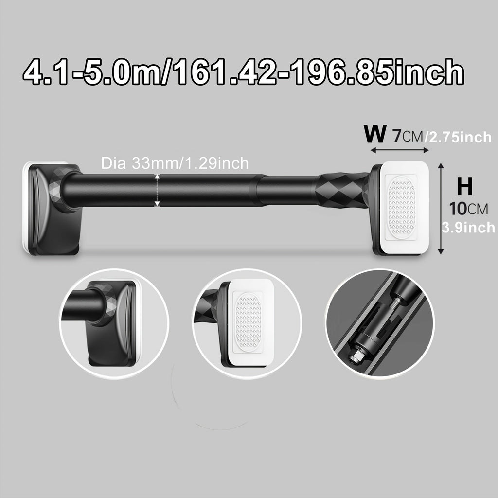 Telescopic Curtain Rod No Drill 15.75¡±-196.85¡± Adjustable Shower Curtain Rod 33mm for Large Windows