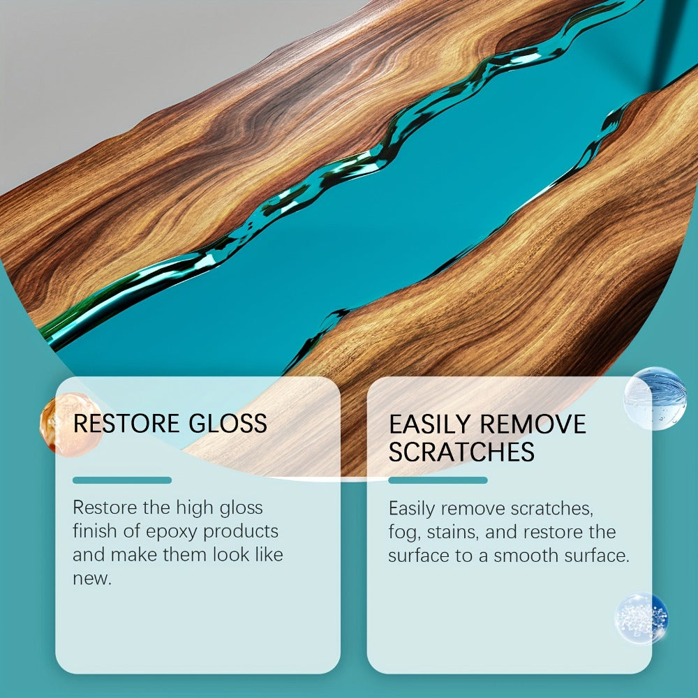 Epoxy Resin Polish & Cleaner 2pcs - Scratch Remover, High Gloss Restorer for Epoxy Surfaces