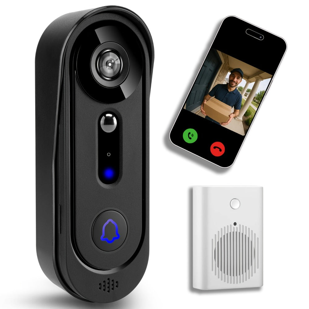 Smart Doorbell Camera 1080P HD Wireless Battery Powered ¨C Night Vision, Motion Detection, Two-Way Audio, Indoor Chime, Cloud Storage & Real-Time Alerts, 2.4GHz WiFi Easy Install No Wiring Needed