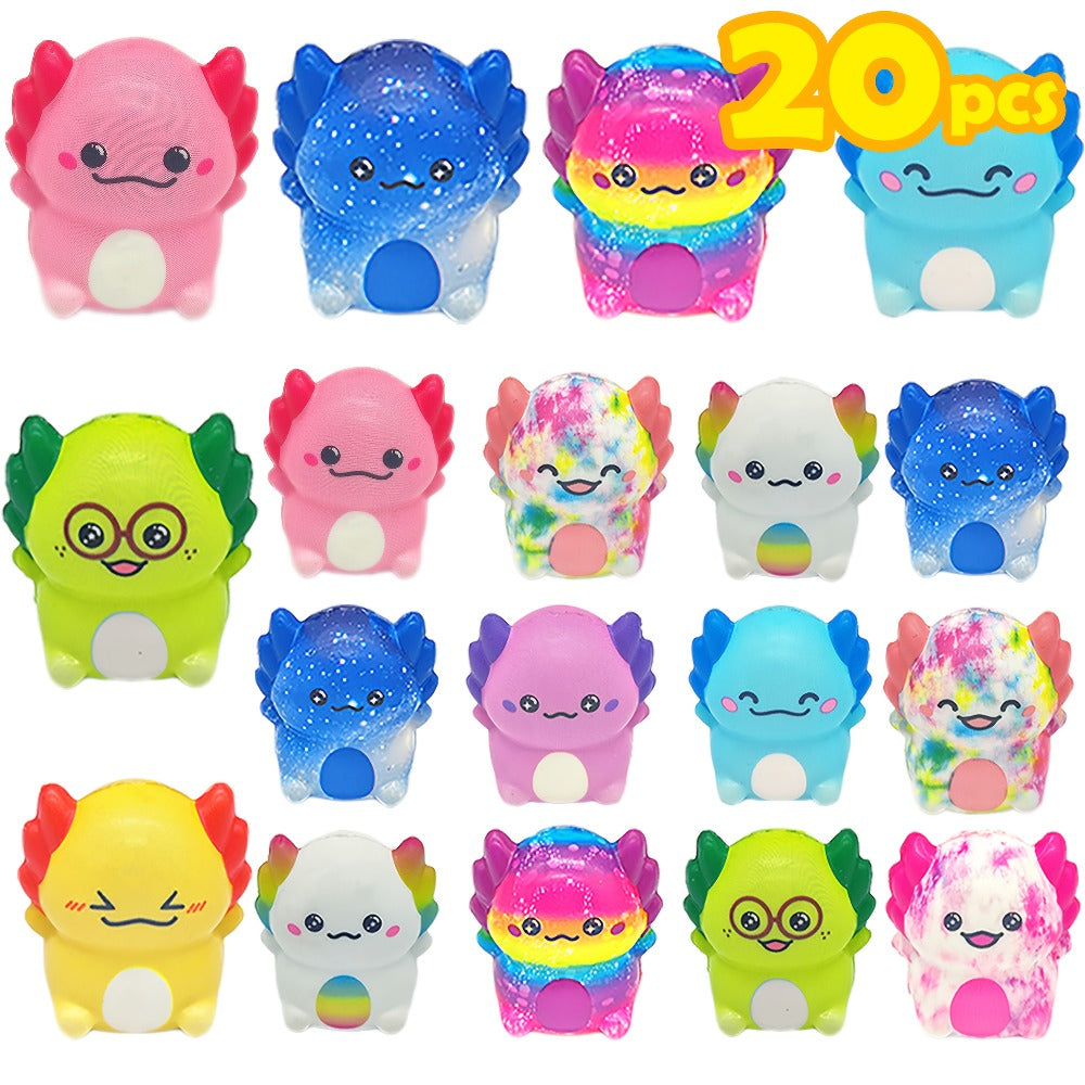 Axolotl Squishy Toys 20 Pack Slow Rise Ice Cream Squishies Individually Wrapped Foam Fidget Sensory Toys for Kids Party Favors Goodie Bags Birthday Gifts Stress Relief