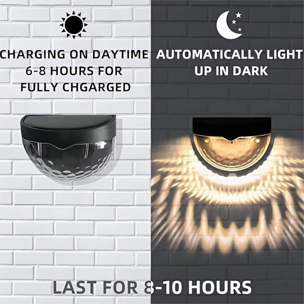 Solar Fence Lights Outdoor 6 Pack IPX4 Waterproof Solar Wall Lights Rechargeable for Porch Patio Deck Garage Security Lighting Decoration