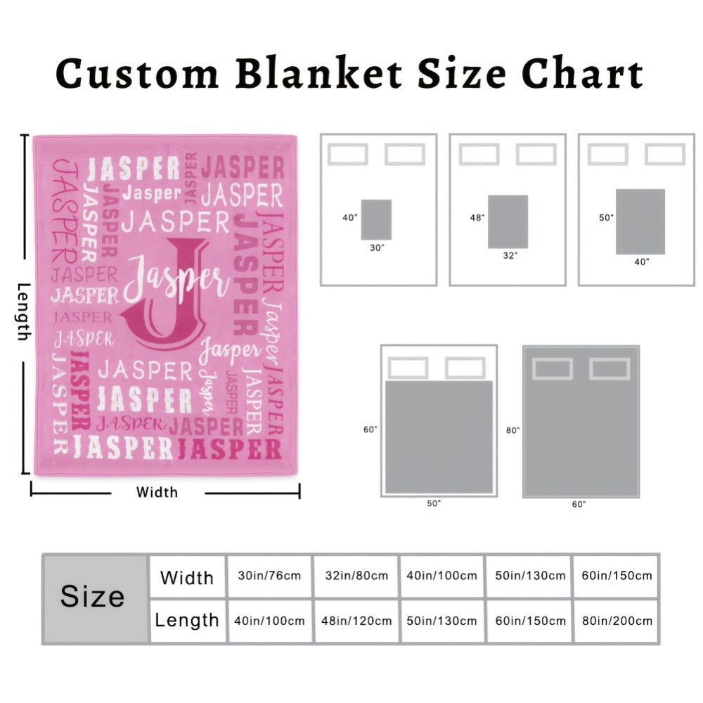 Personalized Flannel Blanket 280GSM Custom Name - Soft All-Season Throw Blanket for Home Picnic Travel, Cozy Polyester Gift Blanket Multi-Color Options