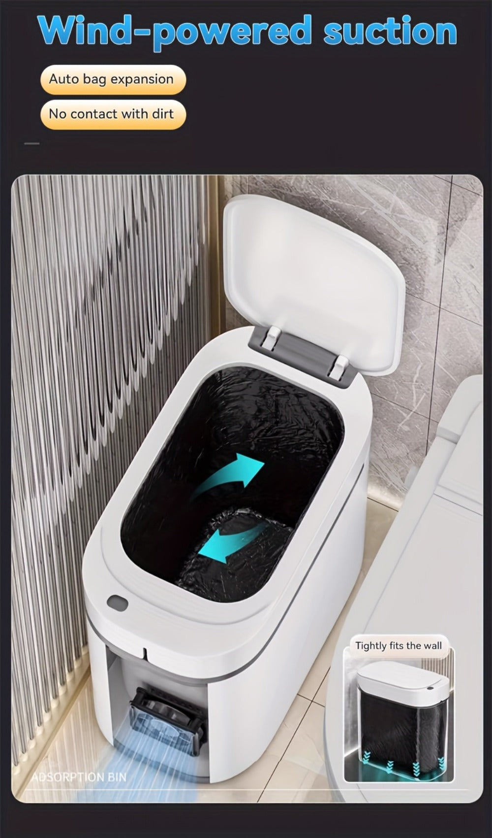 Automatic Sensor Trash Can Self-Emptying 3.8 Gallon with Drawstring Bags - Hands Free Infrared Smart Waste Bin for Bathroom Kitchen Bedroom Office Dorm Room