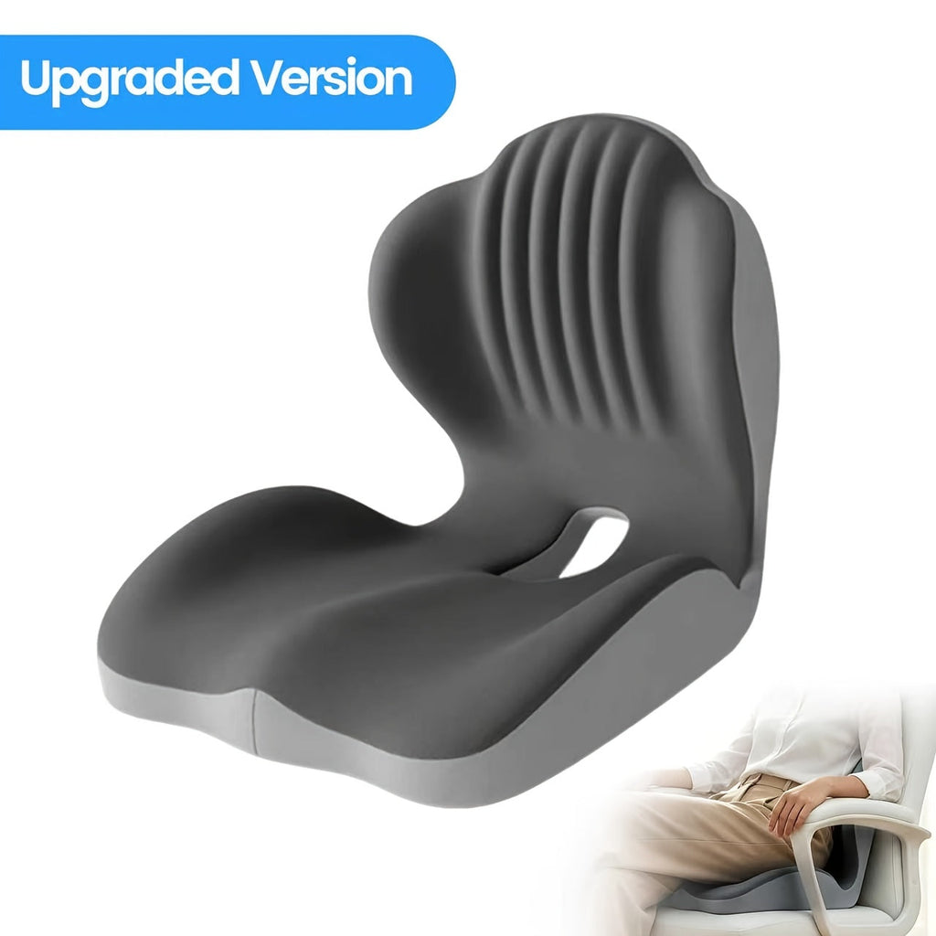 Memory Foam Seat Cushion Ergonomic with Back Support & Breathable Hollow Design ¨C Comfortable Chair Pad for Office, Car Seat & Long Sitting, Unisex Gift