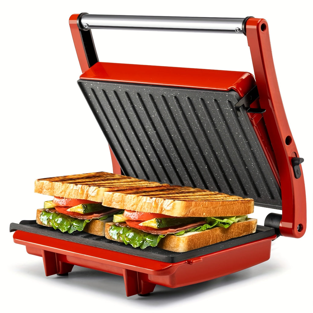 Panini Press Grill 3-in-1 Electric Indoor Grill with Non-Stick Plates - 180¡ã Flat Grill Sandwich Maker with Floating Hinge Grease Tray Temperature Control, Compact Countertop Grill for Home Dorm Office