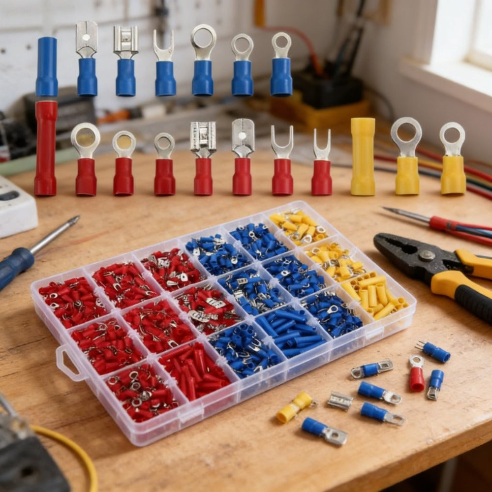 Electrical Crimp Terminals 280pcs Assorted Kit ¨C Insulated Ring Fork Spade & Butt Wire Connectors for Automotive Marine & Home Wiring, Universal Cable Connector Set with Storage Case