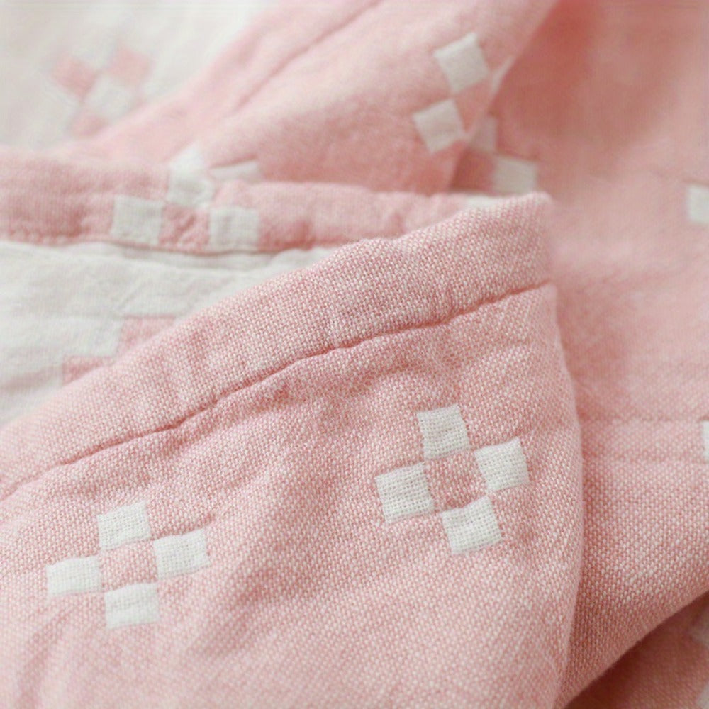 Jacquard Cotton Blanket ¨C Geometric Cross Pattern Pure Cotton Throw, Soft Breathable All Season, Machine Washable, 4 Colors, 2 Sizes