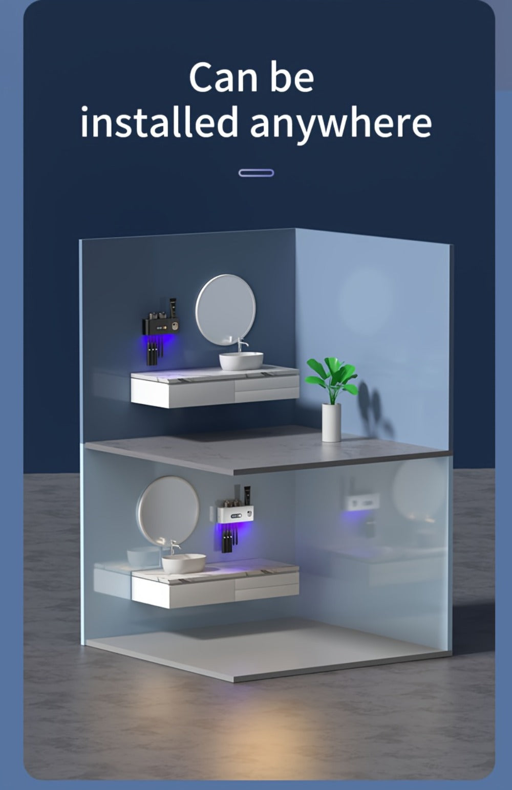 Toothbrush Holder with UV Sterilizer & Automatic Toothpaste Dispenser ¨C 5-Slot Smart Bathroom Organizer with 2 Cups, USB Rechargeable, Clock Display, Durable Plastic Wall Mount for Family Oral Care