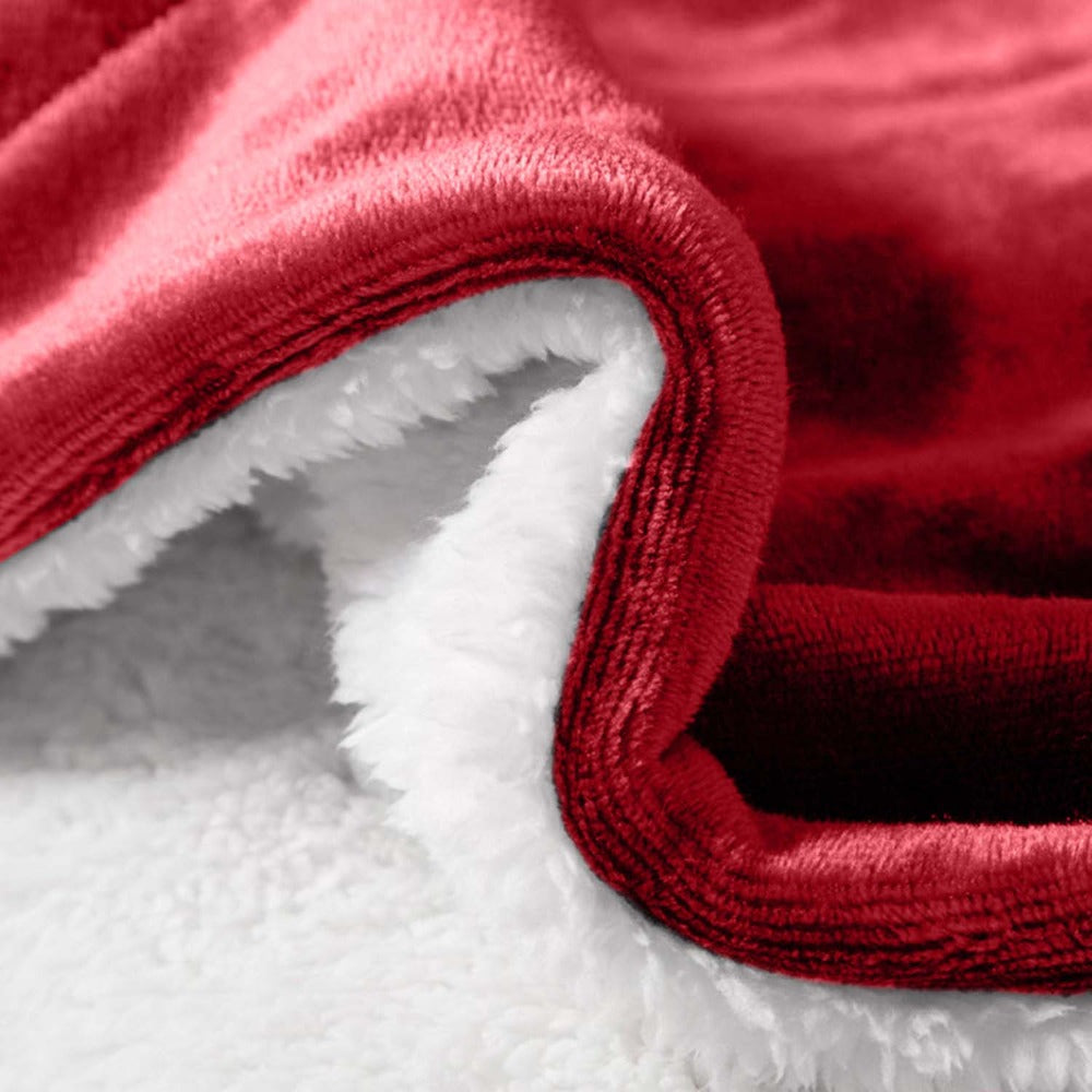 480GSM Sherpa Fleece Blanket ¨C Double-Sided Heavy Warm Throw for Couch, Bed & Travel, Reversible All Season, 13 Colors, 3 Sizes