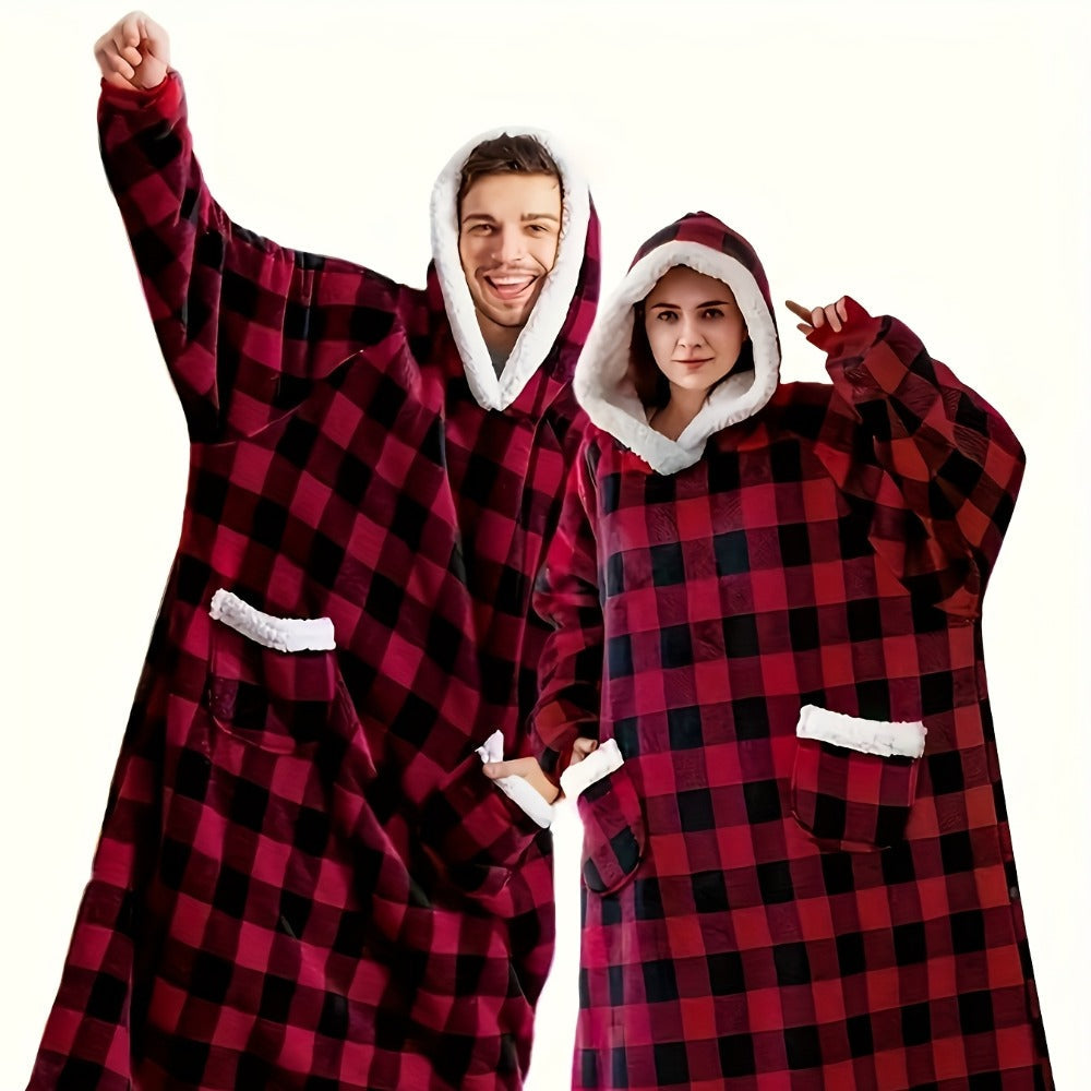 Wearable Blanket Hoodie ¨C Oversized Flannel Sweatshirt Blanket with Pockets for Women & Men, 450-500gsm Thick Warm Winter Cozy