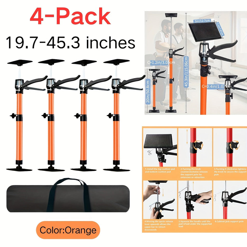 Adjustable Steel Support Rods for Drywall & Cabinet Installation, Extendable Construction Support Poles 19.7¡±-45.3¡± / 45¡±-114¡±, Manual Lifting Tool Height Adjuster for Home Renovation, 2PCS & 4PCS Sets
