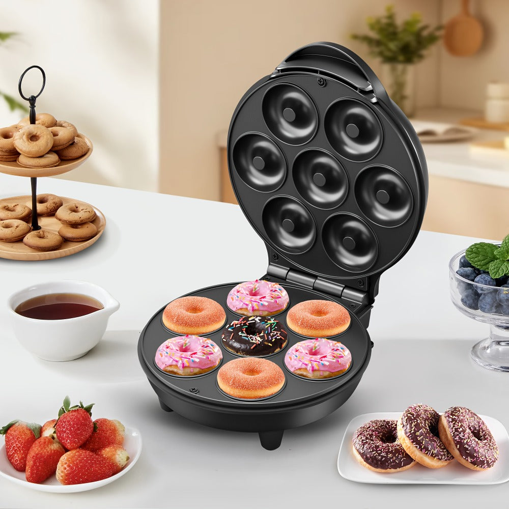 Mini Donut Maker Machine 7 Slots - Non-Stick Electric Donut Maker for Kids, Quick Breakfast Snack Dessert Baking, Makes 7 Mini Donuts