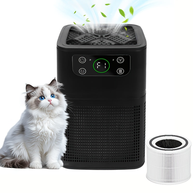Small Air Purifier for Pets, Dust & Odor ¨C Aromatherapy Function, Ultra-Quiet Sleep Mode, Compact Air Cleaner for Bedroom, Office & Living Room, Pet Air Purifier with Low dB for Home Use, White & Black