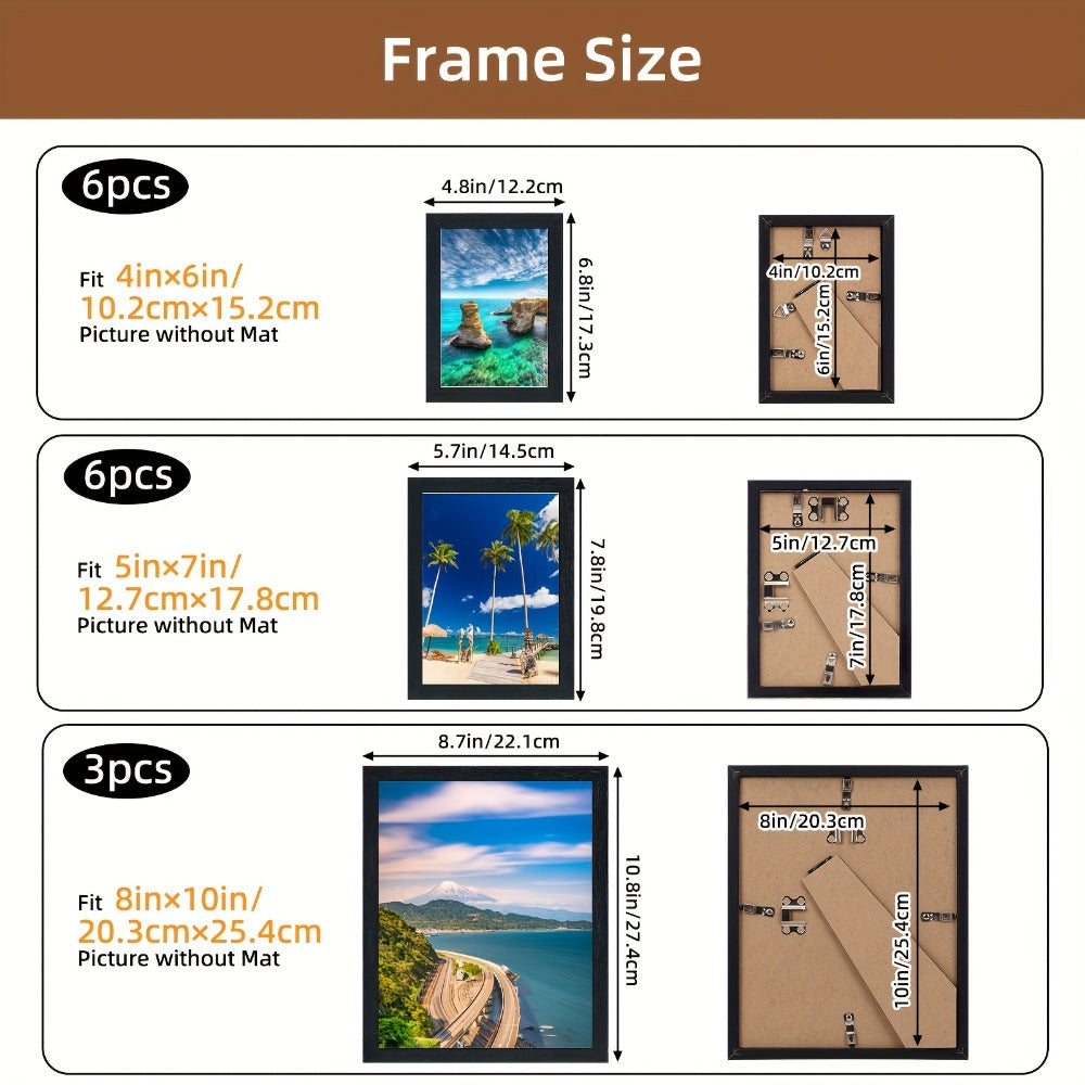 Picture Frames Collage Wall Decor 15pcs - Photo Gallery Frame Set Multi Size 8x10 5x7 4x6 for Wall Mounting & Tabletop Display, Family Photo Board, Black Frames for Home, School & Holiday Decor