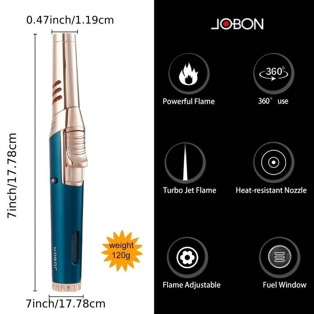 Refillable Butane Torch Lighter Pen Style ¨C JOBON Jet Flame Lighter with Adjustable Flame, Ignition Lock, 360¡ã Rotatable High-Temp Nozzle, Safety Lock, Visual Gas Tank, Gift Box Included, Ideal for Candles BBQ Cooking Camping