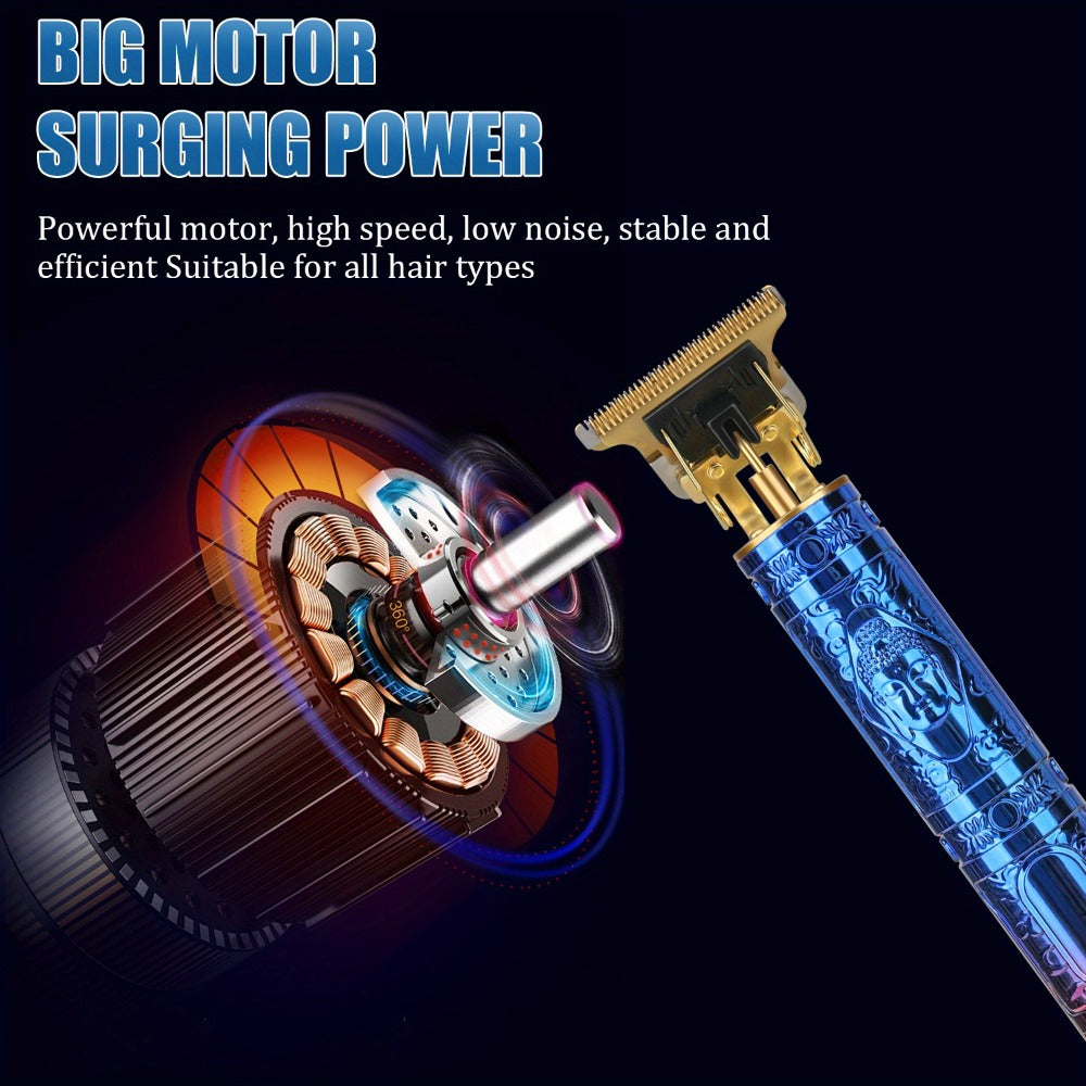 Cordless Hair Clipper for Men - Alloy Golden T-Blade, 4 Guide Combs, 120 Min Runtime, USB Rechargeable, Low Noise Constant Speed Motor, Skin-Friendly Fade & Carving Barber Trimmer