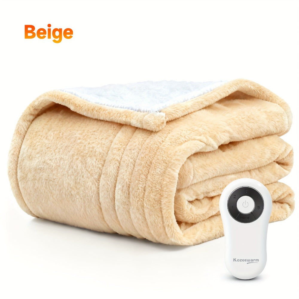 Dual Control Electric Heated Blanket with 10 Heat Levels - 10-Hour Auto Shutoff, Overheat Protection, Fast Heating, Soft Flannel, Machine Washable, 4 Sizes & 4 Colors, Bedroom Gift Blanket