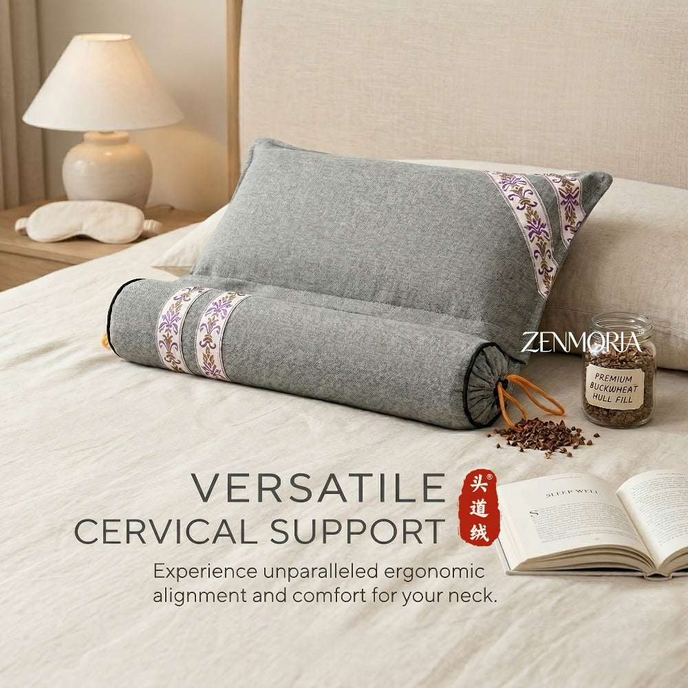 Detachable 2-in-1 Buckwheat Pillow ¨C Ergonomic Support & Adjustable Comfort for Better Sleep