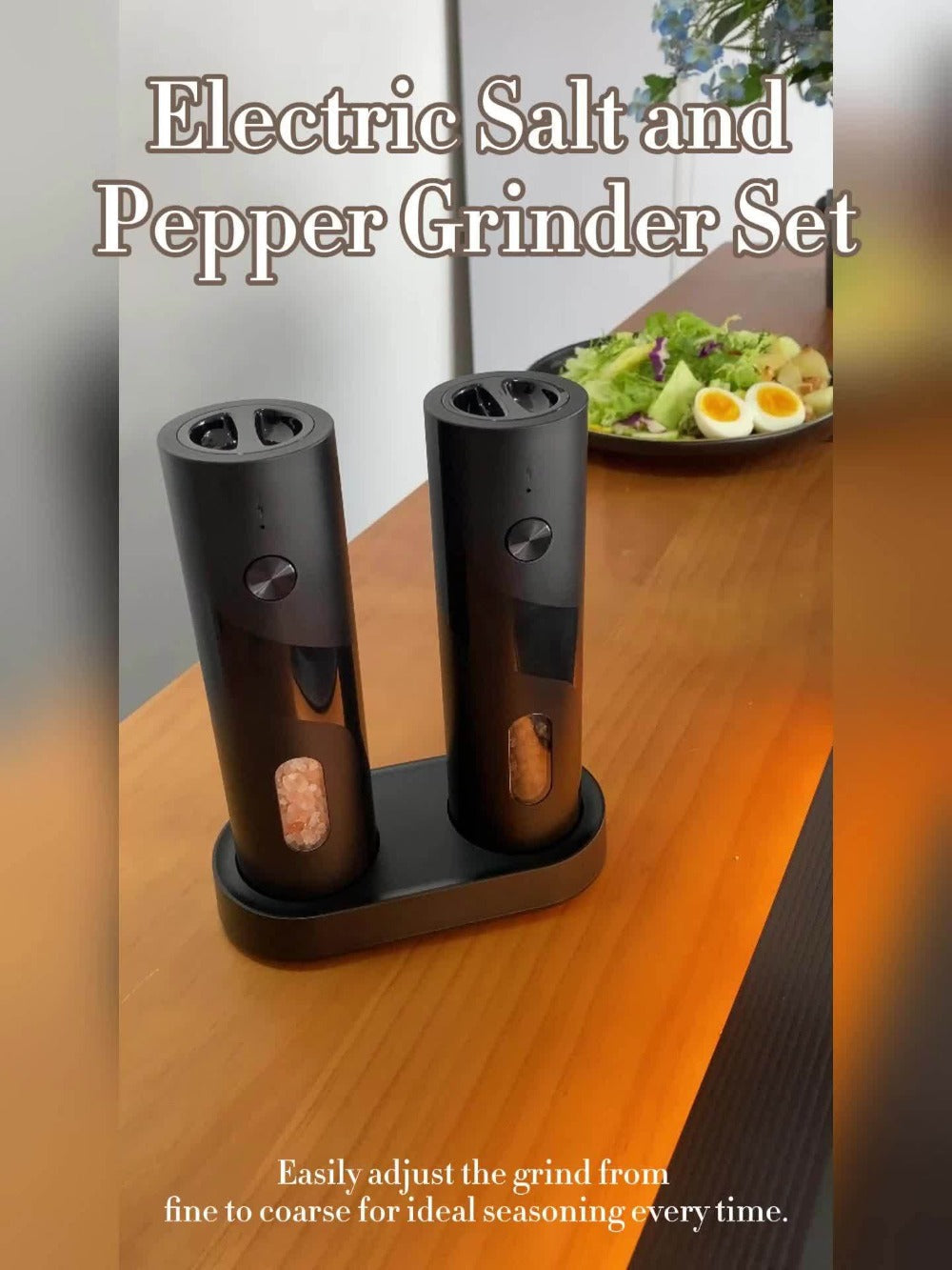 Electric Salt and Pepper Grinder Set with LED Light & Gravity Sensor ¨C USB Rechargeable, Top-Fill, Large Capacity Automatic Spice Mill ¨C 1 or 2 Pack Kitchen Gift Set