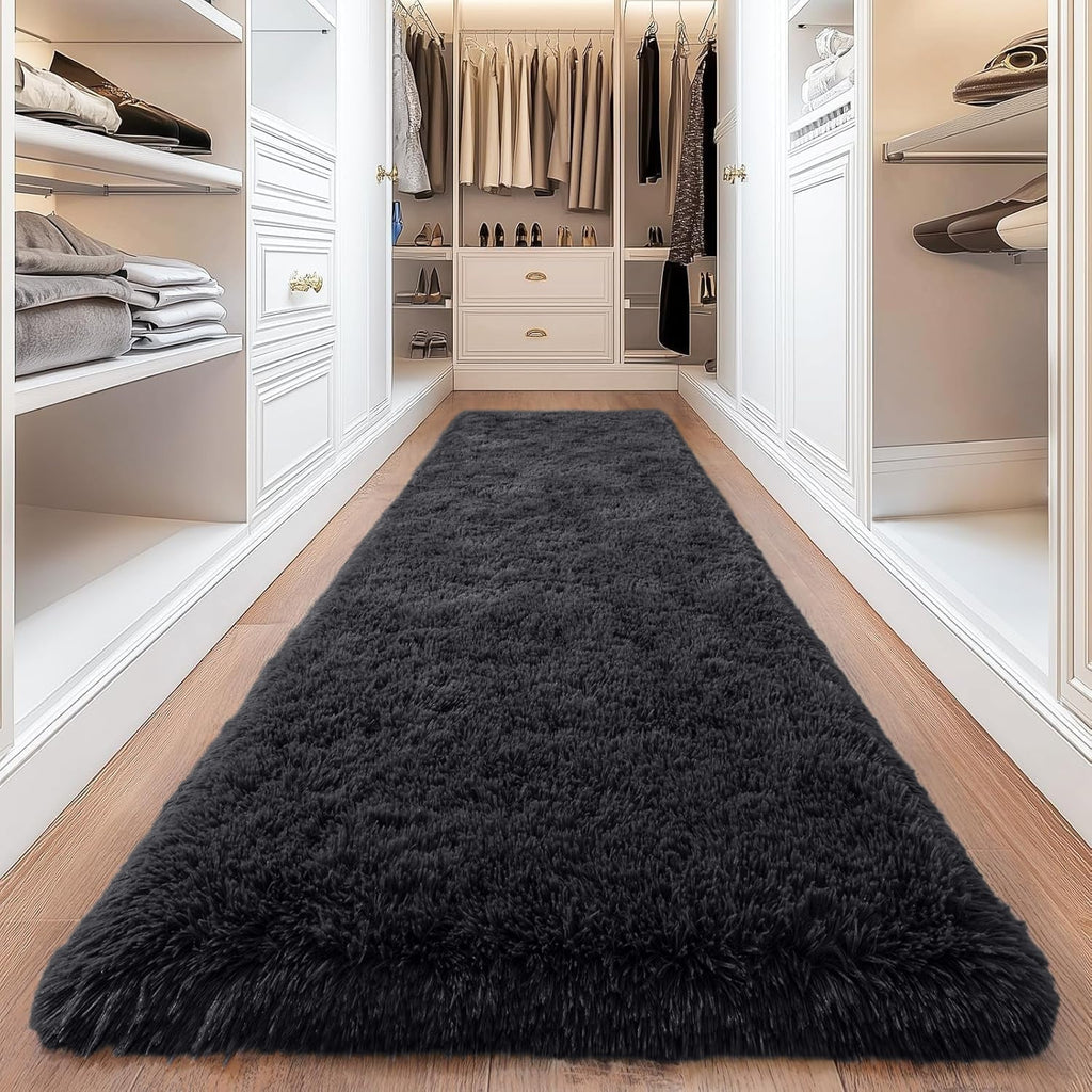 Shaggy Area Rug 4x6 - Soft Plush Non-Slip Indoor Carpet for Living Room Bedroom, Machine Washable Floor Mat in Navy White Beige Black Grey