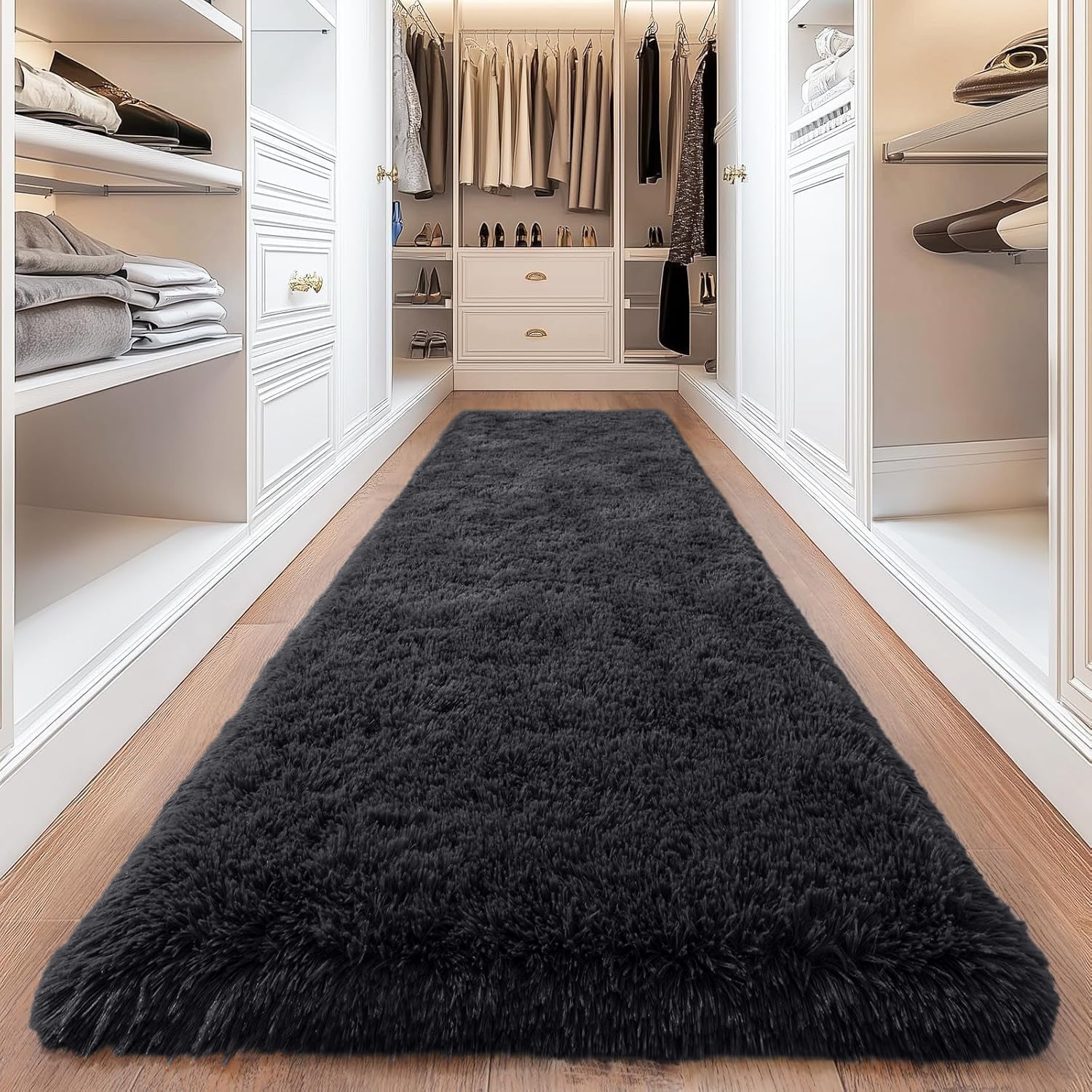 Shaggy Area Rug 4x6 - Soft Plush Non-Slip Indoor Carpet for Living Room Bedroom, Machine Washable Floor Mat in Navy White Beige Black Grey